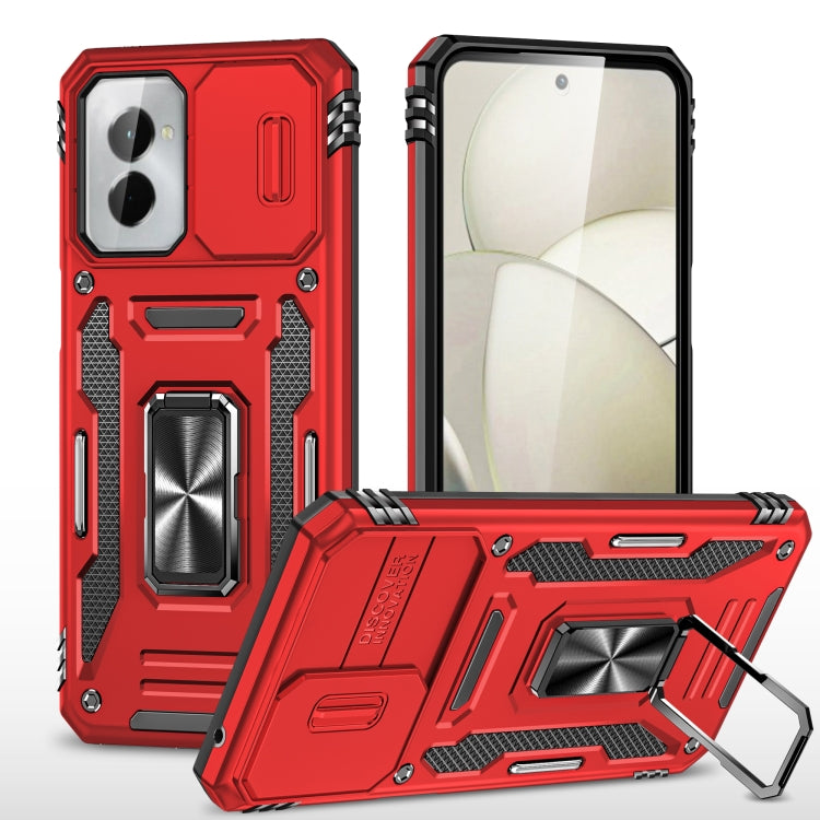 For Motorola Moto G Stylus 5G 2024 Armor PC + TPU Camera Shield Phone Case(Red) - Motorola Cases by PMC Jewellery | Online Shopping South Africa | PMC Jewellery | Buy Now Pay Later Mobicred
