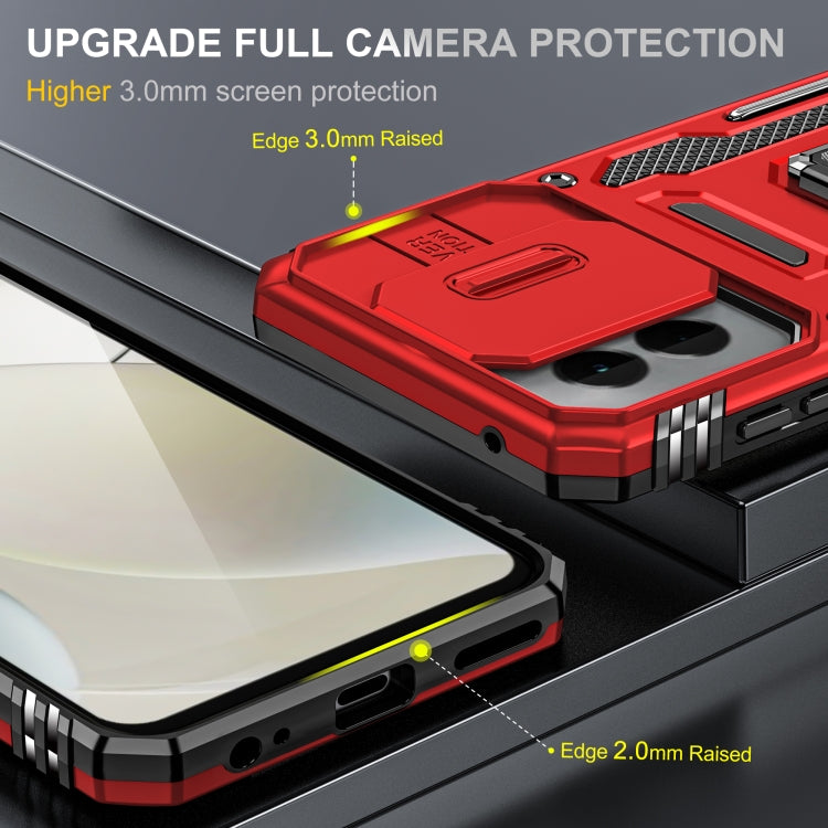 For Motorola Moto G Stylus 5G 2024 Armor PC + TPU Camera Shield Phone Case(Red) - Motorola Cases by PMC Jewellery | Online Shopping South Africa | PMC Jewellery | Buy Now Pay Later Mobicred
