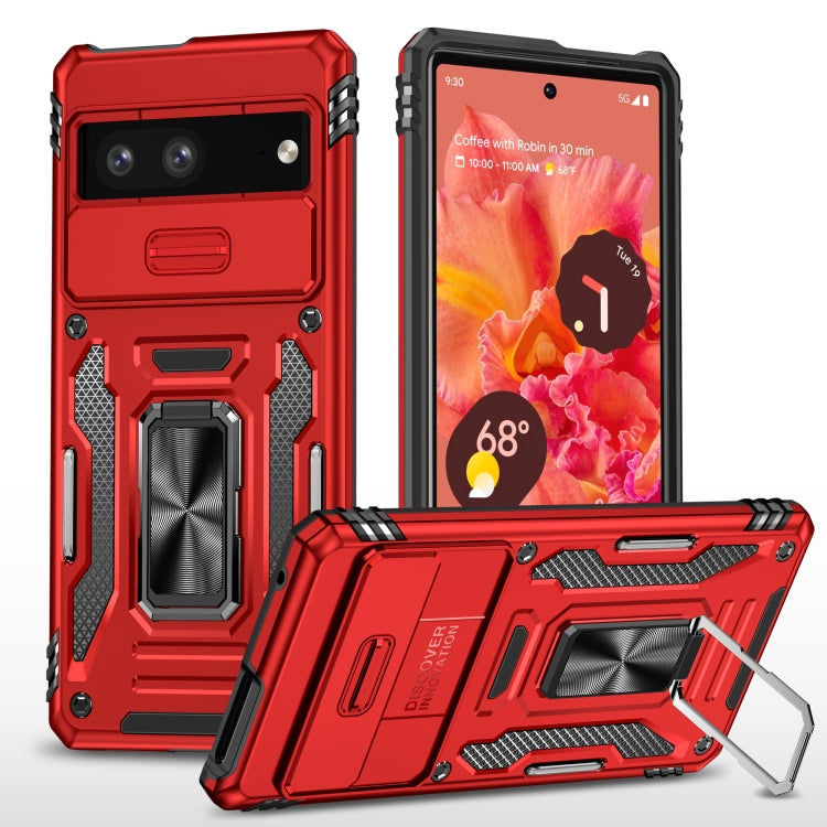 For Google Pixel 9/9 Pro Armor PC + TPU Camera Shield Phone Case(Red) - Google Cases by PMC TechLife | Online Shopping South Africa | PMC TechLife | Buy Now Pay Later Mobicred