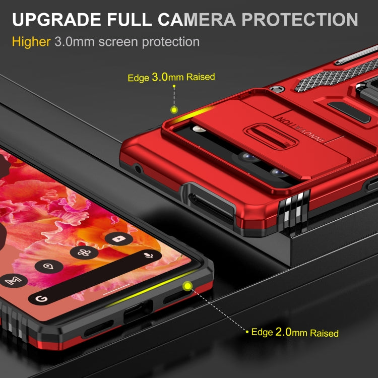 For Google Pixel 9/9 Pro Armor PC + TPU Camera Shield Phone Case(Red) - Google Cases by PMC TechLife | Online Shopping South Africa | PMC TechLife | Buy Now Pay Later Mobicred