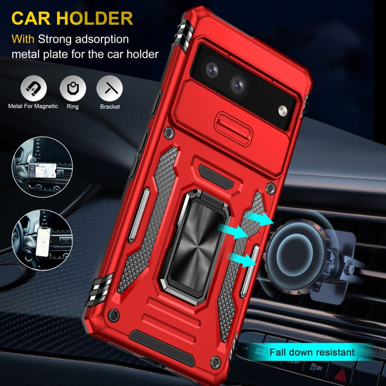 For Google Pixel 9/9 Pro Armor PC + TPU Camera Shield Phone Case(Red) - Google Cases by PMC TechLife | Online Shopping South Africa | PMC TechLife | Buy Now Pay Later Mobicred