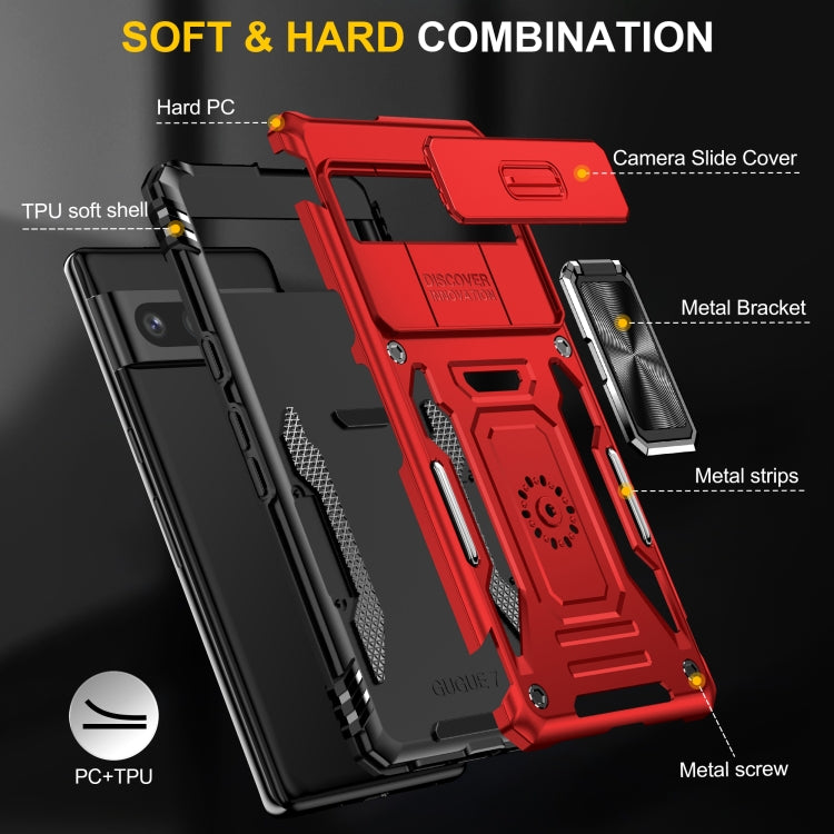 For Google Pixel 9 Pro XL 6.8 Armor PC + TPU Camera Shield Phone Case(Red) - Google Cases by PMC TechLife | Online Shopping South Africa | PMC TechLife | Buy Now Pay Later Mobicred