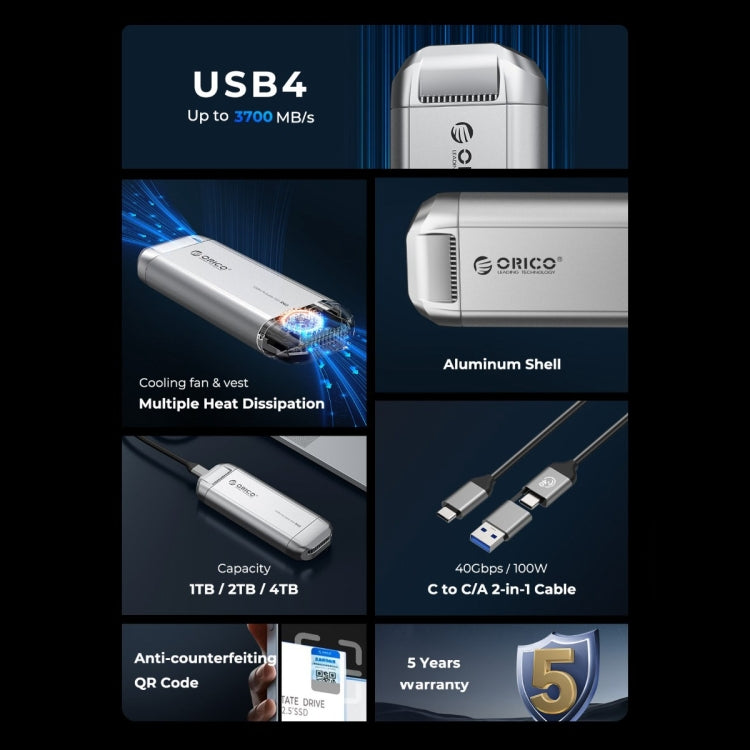 ORICO R40-2T 2TB 40Gbps Racing Car-Inspired Portable SSD Enclosure(Silver) - HDD Enclosure by ORICO | Online Shopping South Africa | PMc TechLife | Buy Now Pay Later Mobicred