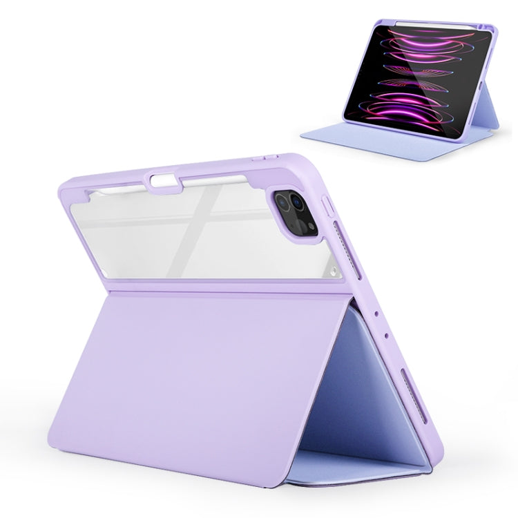 For iPad Air 13 2024 / Pro 12.9 2022 2-Fold Clear Acrylic Leather Tablet Case(Light Purple) - iPad Pro 12.9 (2022/2021) Cases by PMC TechLife | Online Shopping South Africa | PMC TechLife | Buy Now Pay Later Mobicred