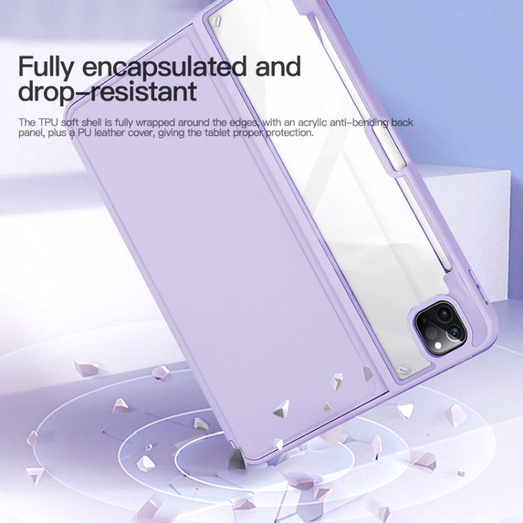 For iPad Air 13 2024 / Pro 12.9 2022 2-Fold Clear Acrylic Leather Tablet Case(Baby Pink) - iPad Pro 12.9 (2022/2021) Cases by PMC TechLife | Online Shopping South Africa | PMC TechLife | Buy Now Pay Later Mobicred