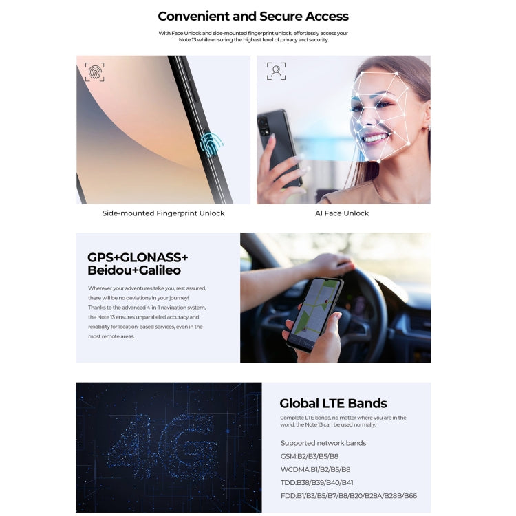 HOTWAV Note 13, 4GB+128GB, Side Fingerprint Identification, 6.6 inch Android 13 T606 Octa Core up to 1.6GHz, Network: 4G, NFC, OTG(Blue) - free shipping - PMC TechLife - Order now!