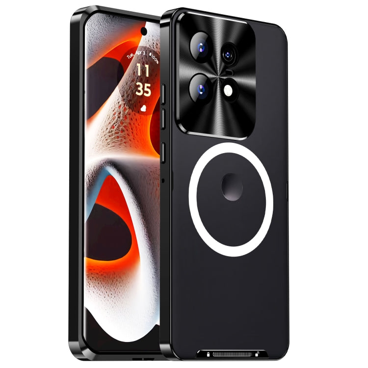 For Motorola Edge 50 Pro Frosted Metal MagSafe Magnetic Phone Case(Black) - Motorola Cases by PMC TechLife | Online Shopping South Africa | PMC TechLife | Buy Now Pay Later Mobicred