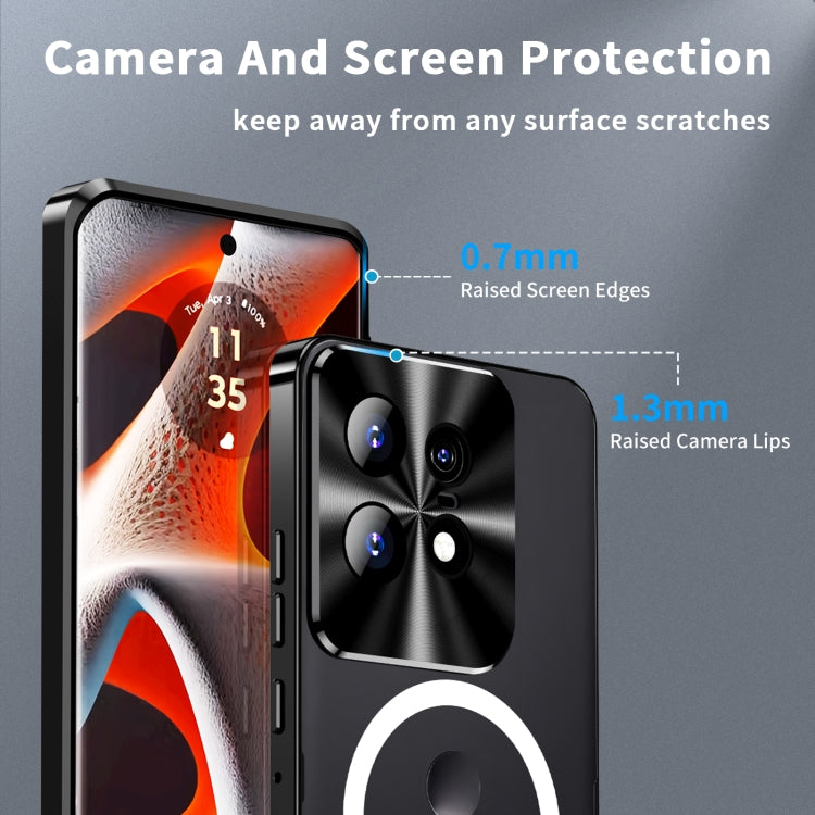 For Motorola Edge 50 Pro Frosted Metal MagSafe Magnetic Phone Case(Black) - Motorola Cases by PMC TechLife | Online Shopping South Africa | PMC TechLife | Buy Now Pay Later Mobicred