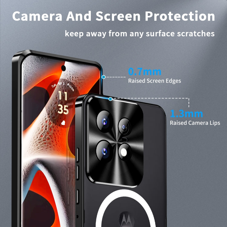 For Motorola Edge 50 Pro Frosted Metal MagSafe Magnetic Phone Case(Black) - Motorola Cases by PMC TechLife | Online Shopping South Africa | PMC TechLife | Buy Now Pay Later Mobicred