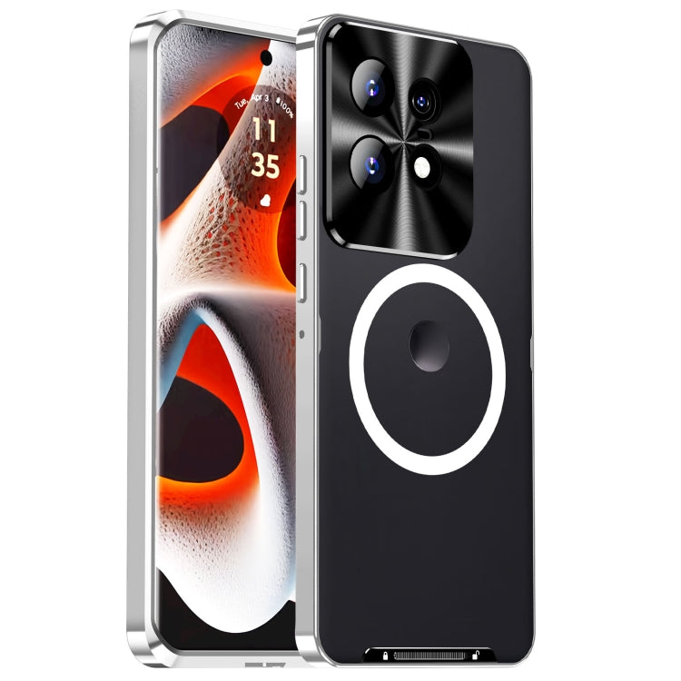 For Motorola Edge 50 Pro Frosted Metal MagSafe Magnetic Phone Case(Silver) - Motorola Cases by PMC TechLife | Online Shopping South Africa | PMC TechLife | Buy Now Pay Later Mobicred