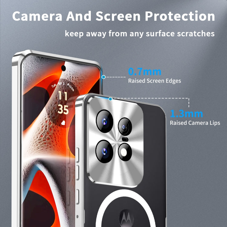 For Motorola Edge 50 Pro Frosted Metal MagSafe Magnetic Phone Case(Silver) - Motorola Cases by PMC TechLife | Online Shopping South Africa | PMC TechLife | Buy Now Pay Later Mobicred