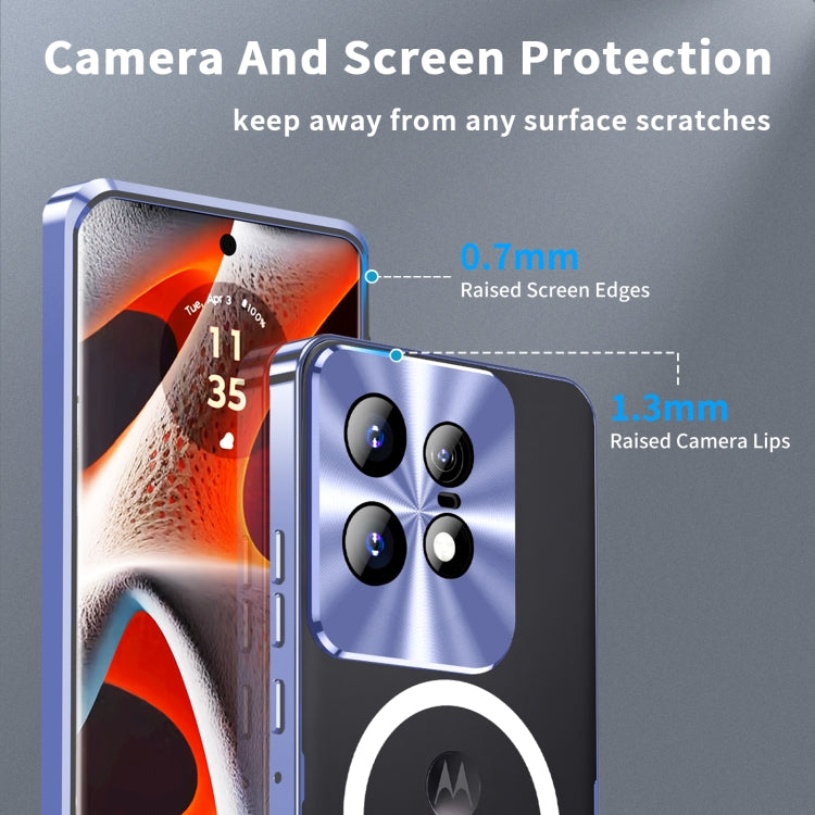 For Motorola Edge 50 Pro Frosted Metal MagSafe Magnetic Phone Case(Puprle) - Motorola Cases by PMC TechLife | Online Shopping South Africa | PMC TechLife | Buy Now Pay Later Mobicred