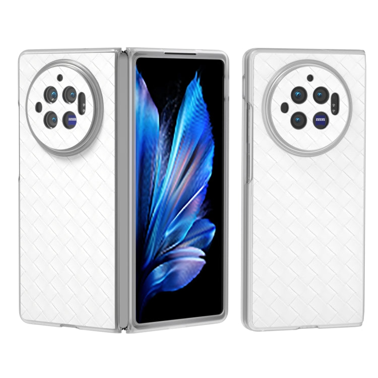 For vivo X Fold3 Woven Texture Frosted Translucent Frame PU Phone Case(White) - vivo Cases by PMC TechLife | Online Shopping South Africa | PMC TechLife | Buy Now Pay Later Mobicred