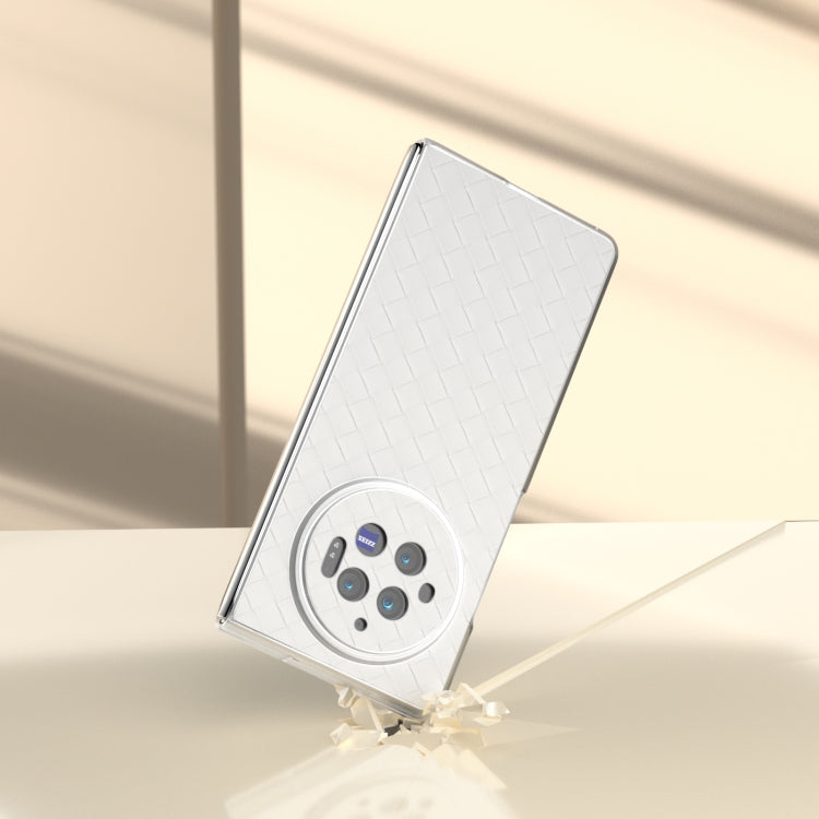 For vivo X Fold3 Woven Texture Frosted Translucent Frame PU Phone Case(White) - vivo Cases by PMC TechLife | Online Shopping South Africa | PMC TechLife | Buy Now Pay Later Mobicred