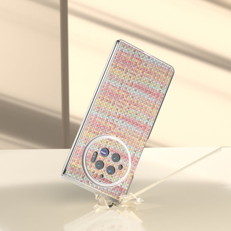 For vivo X Fold3 Colorful Rhombic Texture Frosted Translucent Frame PU Phone Case(Pink) - free shipping - PMC TechLife - Order now!