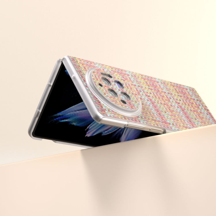 For vivo X Fold3 Colorful Rhombic Texture Frosted Translucent Frame PU Phone Case(Pink) - free shipping - PMC TechLife - Order now!
