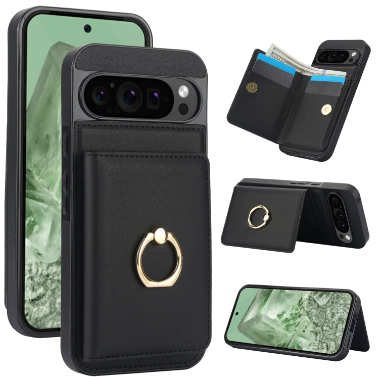 For Google Pixel 9 RFID Anti-theft Card Ring Holder Phone Case(Black) - Google Cases by PMC TechLife | Online Shopping South Africa | PMC TechLife | Buy Now Pay Later Mobicred