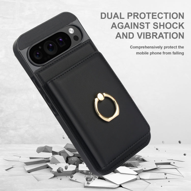 For Google Pixel 9 RFID Anti-theft Card Ring Holder Phone Case(Black) - Google Cases by PMC TechLife | Online Shopping South Africa | PMC TechLife | Buy Now Pay Later Mobicred