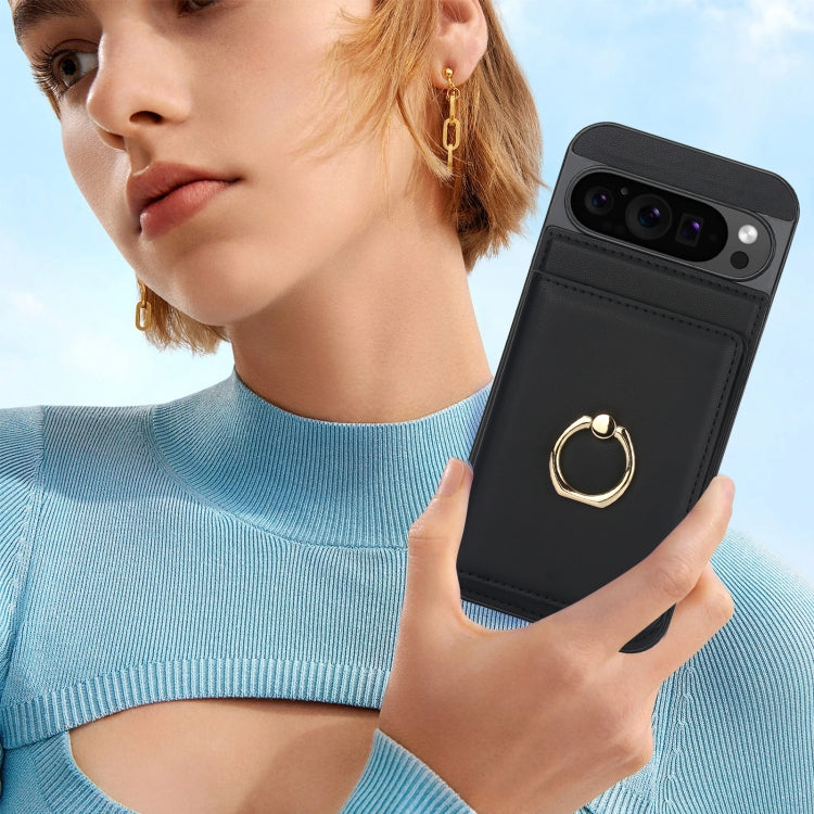 For Google Pixel 9 RFID Anti-theft Card Ring Holder Phone Case(Black) - Google Cases by PMC TechLife | Online Shopping South Africa | PMC TechLife | Buy Now Pay Later Mobicred