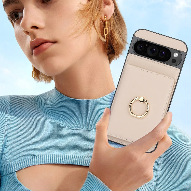 For Google Pixel 9 Pro XL RFID Anti-theft Card Ring Holder Phone Case(White) - Google Cases by PMC TechLife | Online Shopping South Africa | PMC TechLife | Buy Now Pay Later Mobicred