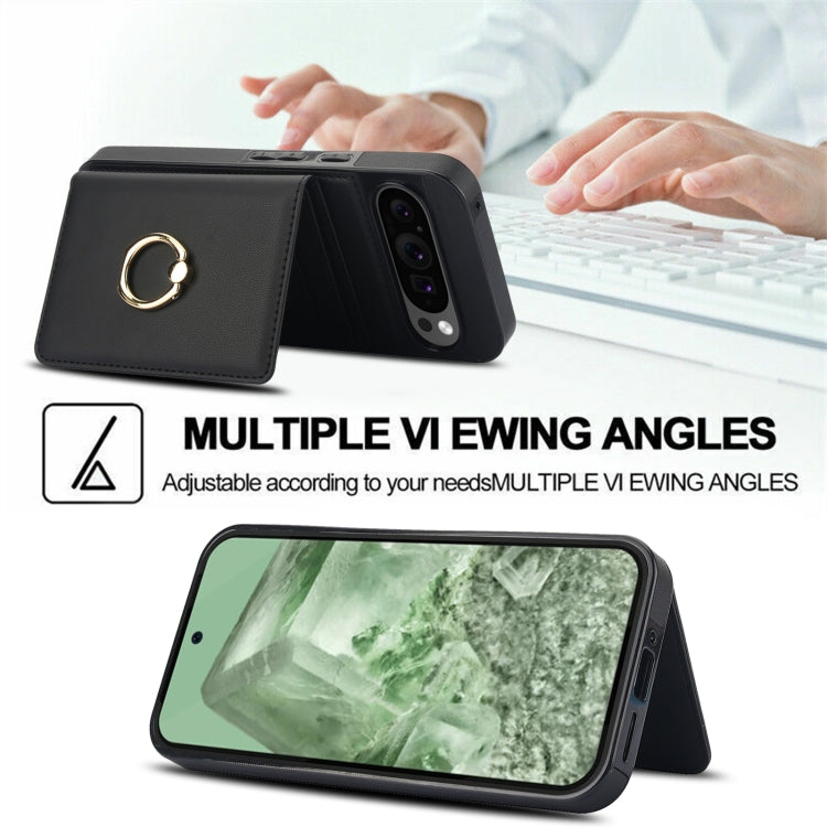 For Google Pixel 9 Pro XL RFID Anti-theft Card Ring Holder Phone Case(Black) - Google Cases by PMC TechLife | Online Shopping South Africa | PMC TechLife | Buy Now Pay Later Mobicred