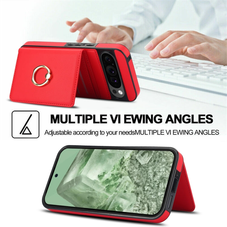 For Google Pixel 9 Pro XL RFID Anti-theft Card Ring Holder Phone Case(Red) - Google Cases by PMC TechLife | Online Shopping South Africa | PMC TechLife | Buy Now Pay Later Mobicred