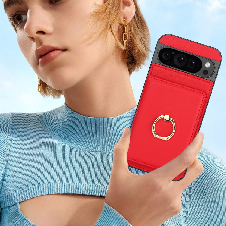 For Google Pixel 9 Pro XL RFID Anti-theft Card Ring Holder Phone Case(Red) - Google Cases by PMC TechLife | Online Shopping South Africa | PMC TechLife | Buy Now Pay Later Mobicred