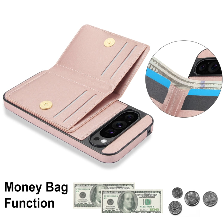 For Google Pixel 9 Pro XL RFID Anti-theft Card Ring Holder Phone Case(Rose Gold) - Google Cases by PMC TechLife | Online Shopping South Africa | PMC TechLife | Buy Now Pay Later Mobicred