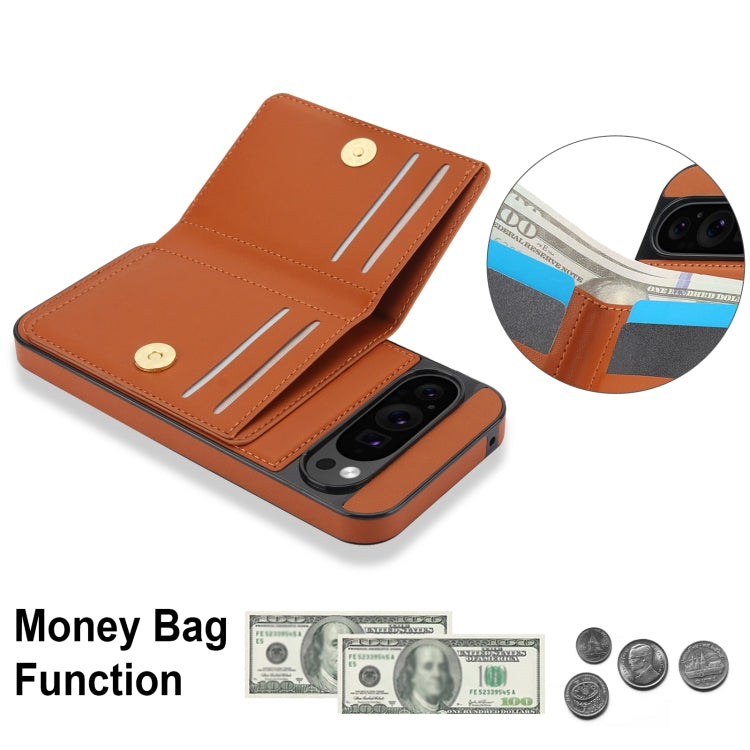 For Google Pixel 9 Pro XL RFID Anti-theft Card Ring Holder Phone Case(Brown) - Google Cases by PMC TechLife | Online Shopping South Africa | PMC TechLife | Buy Now Pay Later Mobicred