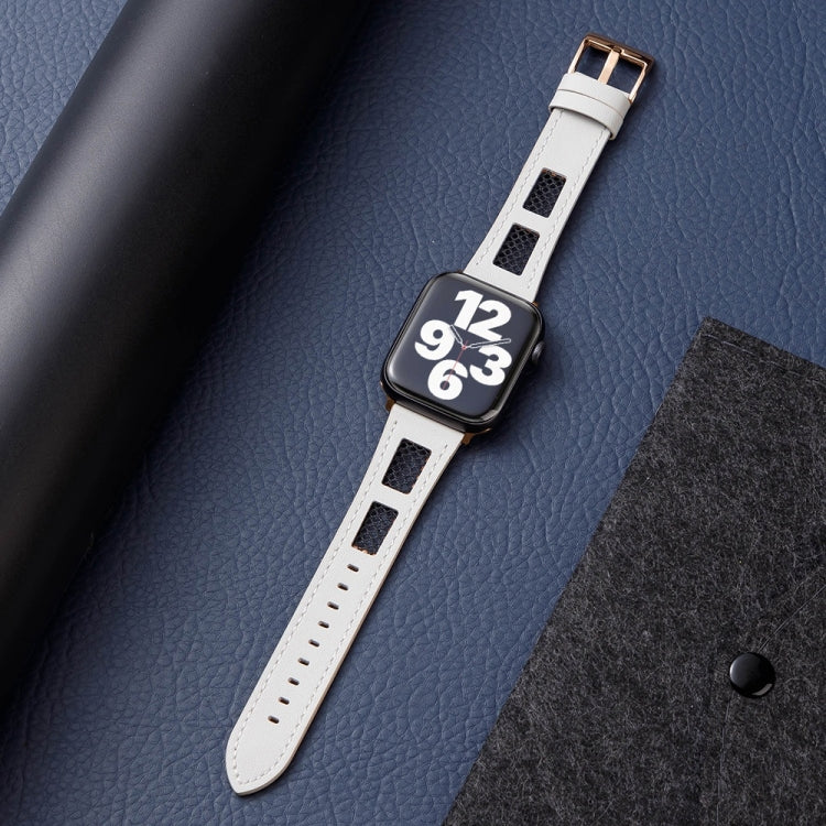 For Apple Watch Ultra 49mm Mesh Calfskin Genuine Leather Watch Band(White) - Watch Bands by PMC TechLife | Online Shopping South Africa | PMC TechLife | Buy Now Pay Later Mobicred
