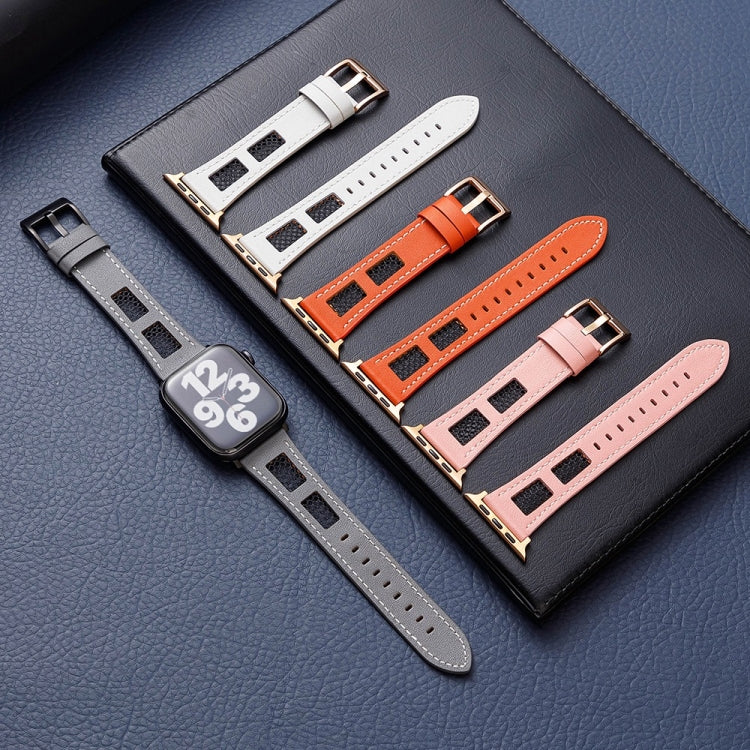 For Apple Watch Ultra 49mm Mesh Calfskin Genuine Leather Watch Band(Light Brown) - Watch Bands by PMC TechLife | Online Shopping South Africa | PMC TechLife | Buy Now Pay Later Mobicred