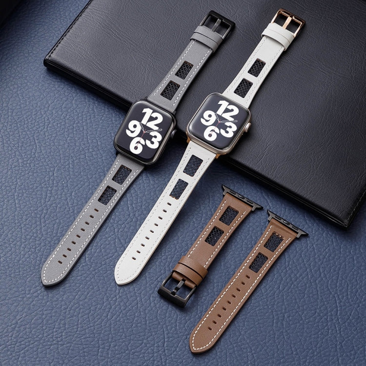 For Apple Watch Ultra 2 49mm Mesh Calfskin Genuine Leather Watch Band(Grey) - Watch Bands by PMC TechLife | Online Shopping South Africa | PMC TechLife | Buy Now Pay Later Mobicred