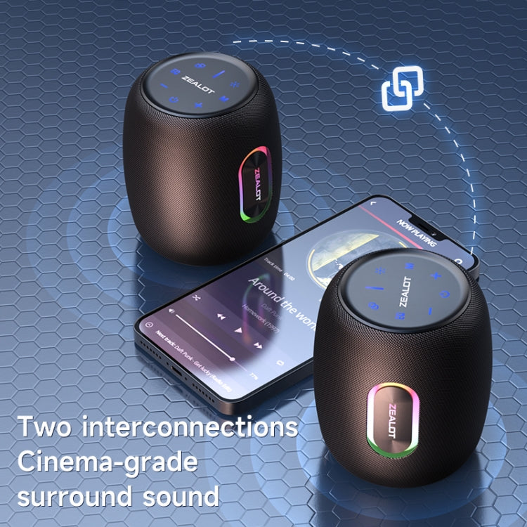 Zealot S64 Shocking Sound Super Subwoofer Bluetooth Speaker with RGB Light(Black) - free shipping - PMC Jewellery - Order now!