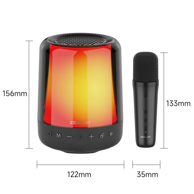 Zealot S66M RGB Rhythmic Light Karaoke Wireless Speaker, Style:Single Mic(Black) - free shipping - PMC Jewellery - Order now!