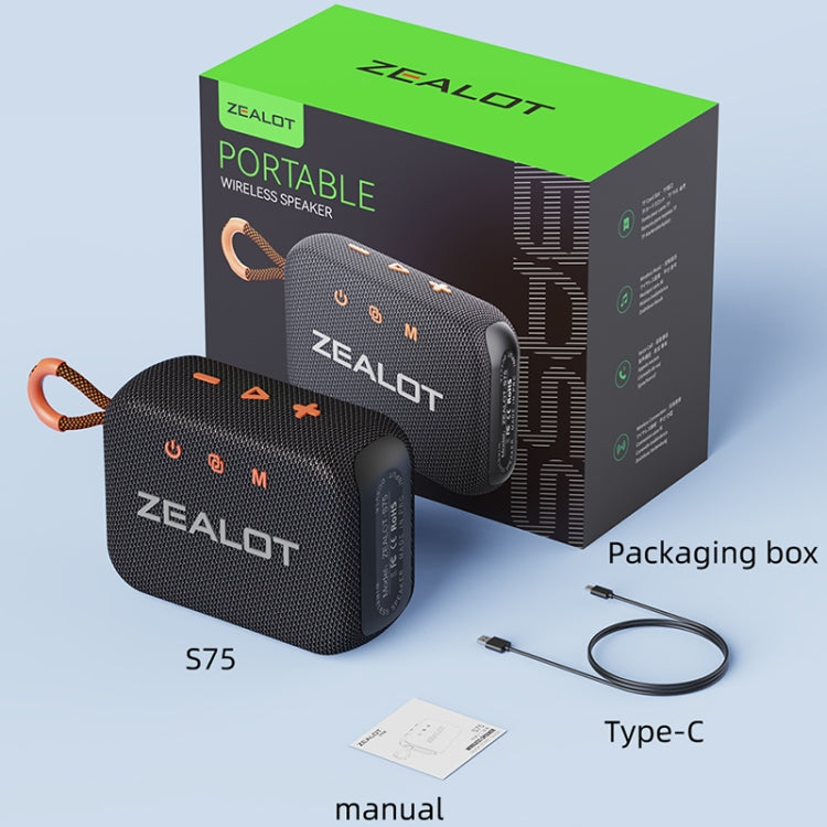 Zealot S75 Portable Outdoor IPX6 Waterproof Bluetooth Speaker(Black) - free shipping - PMC Jewellery - Order now!