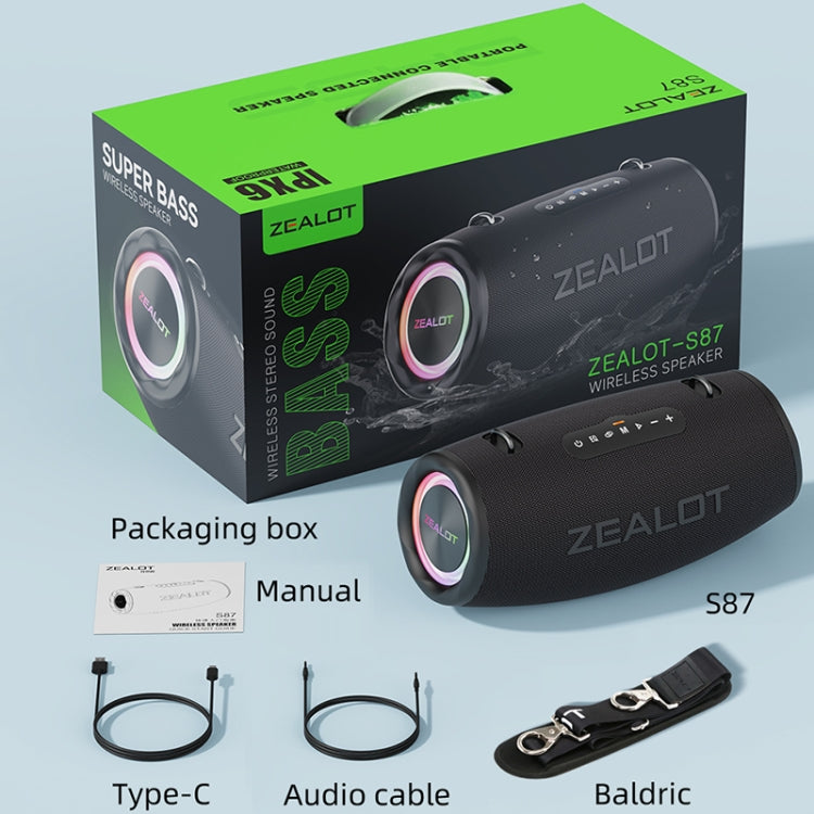 Zealot S87 80W Portable Outdoor Bluetooth Speaker with RGB Light(Grey) - free shipping - PMC Jewellery - Order now!
