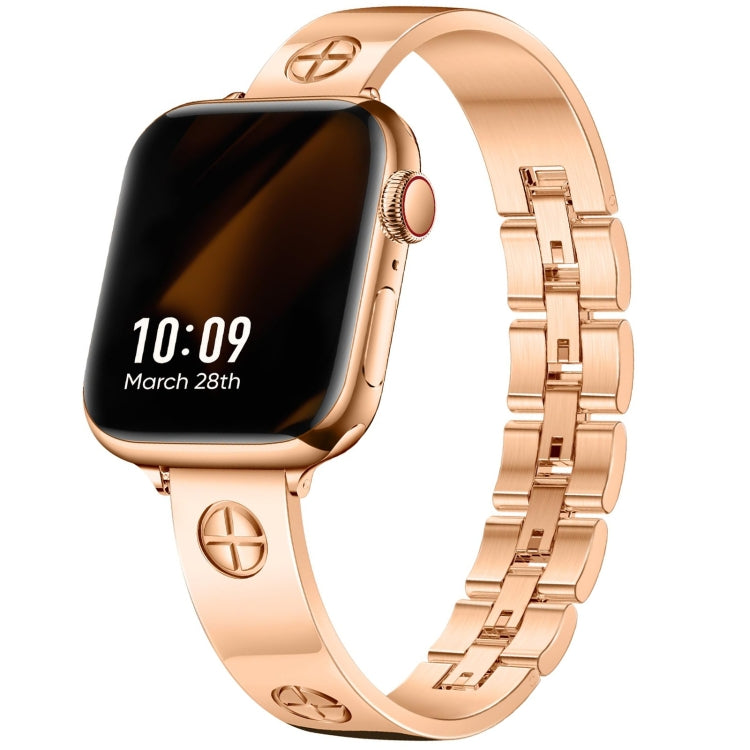 For Apple Watch Ultra 2 49mm Cross Bracelet Stainless Steel Watch Band(Rose Gold) - free shipping - PMC TechLife - Order now!