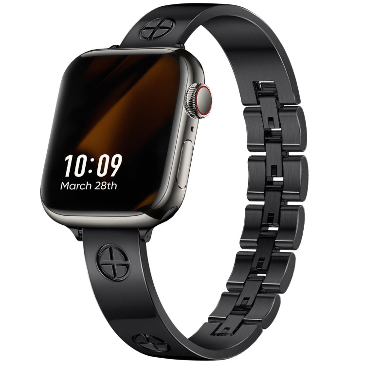 For Apple Watch Series 9 45mm Cross Bracelet Stainless Steel Watch Band(Black) - free shipping - PMC TechLife - Order now!