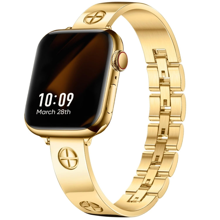 For Apple Watch SE 2022 40mm Cross Bracelet Stainless Steel Watch Band(Gold) - free shipping - PMC TechLife - Order now!
