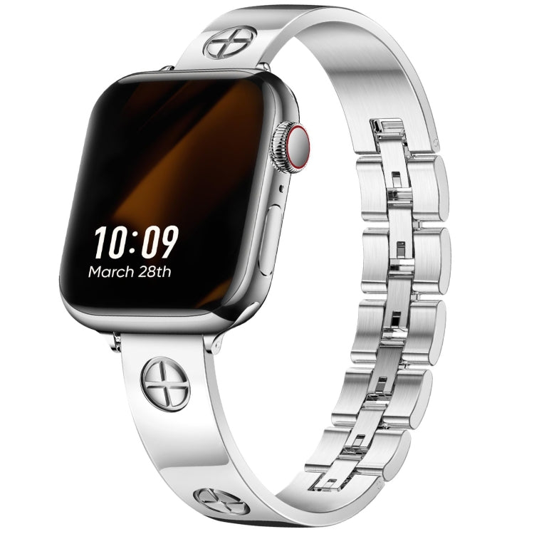 For Apple Watch SE 2022 40mm Cross Bracelet Stainless Steel Watch Band(Silver) - free shipping - PMC TechLife - Order now!