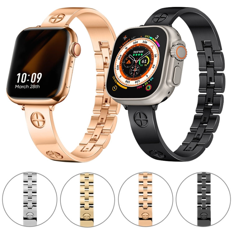 For Apple Watch SE 2023 44mm Cross Bracelet Stainless Steel Watch Band(Black) - Watch Bands by PMc TechLife | Online Shopping South Africa | PMc TechLife | Buy Now Pay Later Mobicred