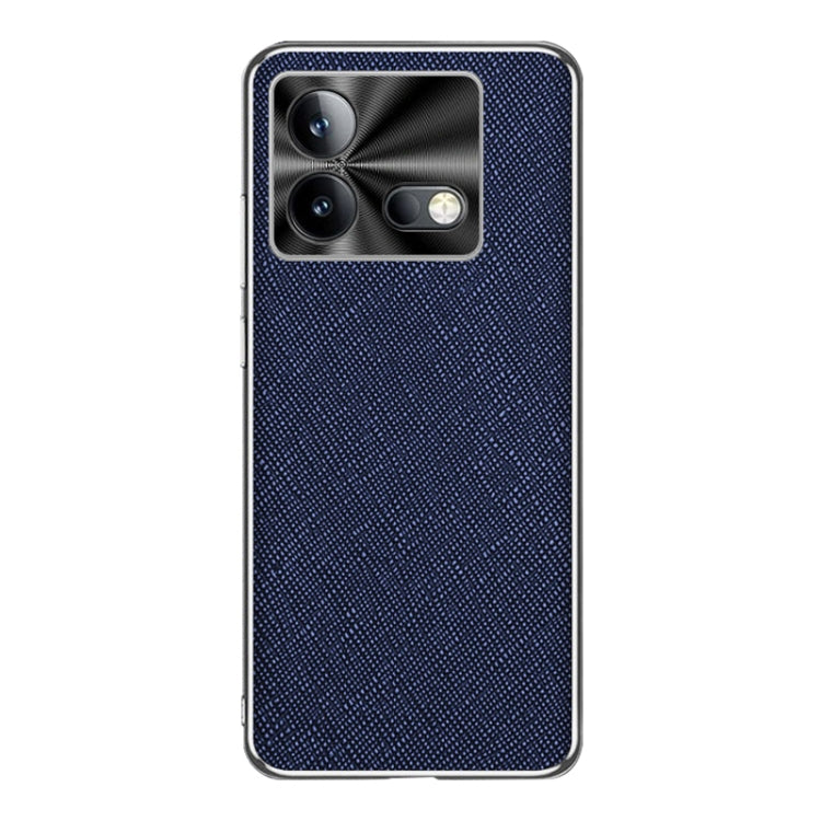 For vivo iQOO Neo8 Silver Edge Cross Texture PU Leather Phone Case(Sapphire Blue) - vivo Cases by PMC TechLife | Online Shopping South Africa | PMC TechLife | Buy Now Pay Later Mobicred