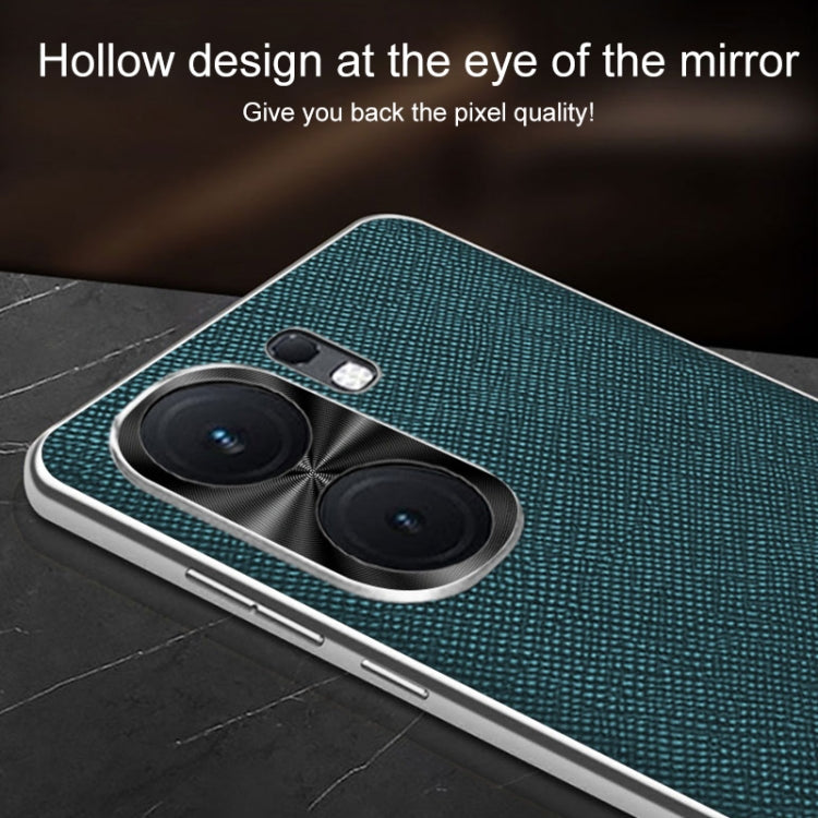 For vivo iQOO 12 Pro Silver Edge Cross Texture PU Leather Phone Case(Sapphire Blue) - iQOO 12 Pro Cases by PMC TechLife | Online Shopping South Africa | PMC TechLife | Buy Now Pay Later Mobicred