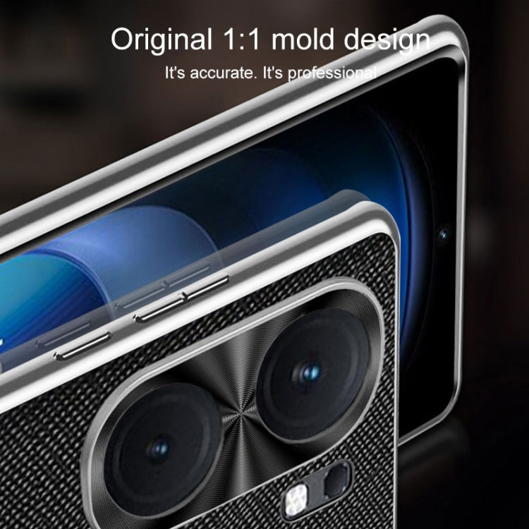 For vivo iQOO Neo8 Silver Edge Cross Texture PU Leather Phone Case(Sapphire Blue) - vivo Cases by PMC TechLife | Online Shopping South Africa | PMC TechLife | Buy Now Pay Later Mobicred