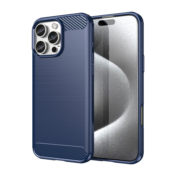 For iPhone 16 Pro Max Brushed Texture Carbon Fiber TPU Phone Case(Blue) - iPhone 16 Pro Max Cases by PMC TechLife | Online Shopping South Africa | PMC TechLife | Buy Now Pay Later Mobicred