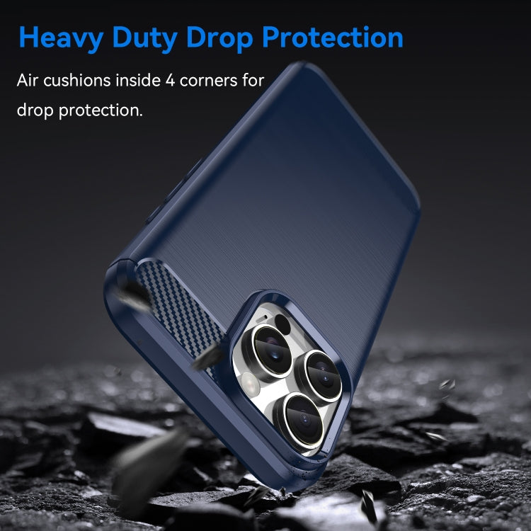 For iPhone 16 Pro Max Brushed Texture Carbon Fiber TPU Phone Case(Blue) - iPhone 16 Pro Max Cases by PMC TechLife | Online Shopping South Africa | PMC TechLife | Buy Now Pay Later Mobicred