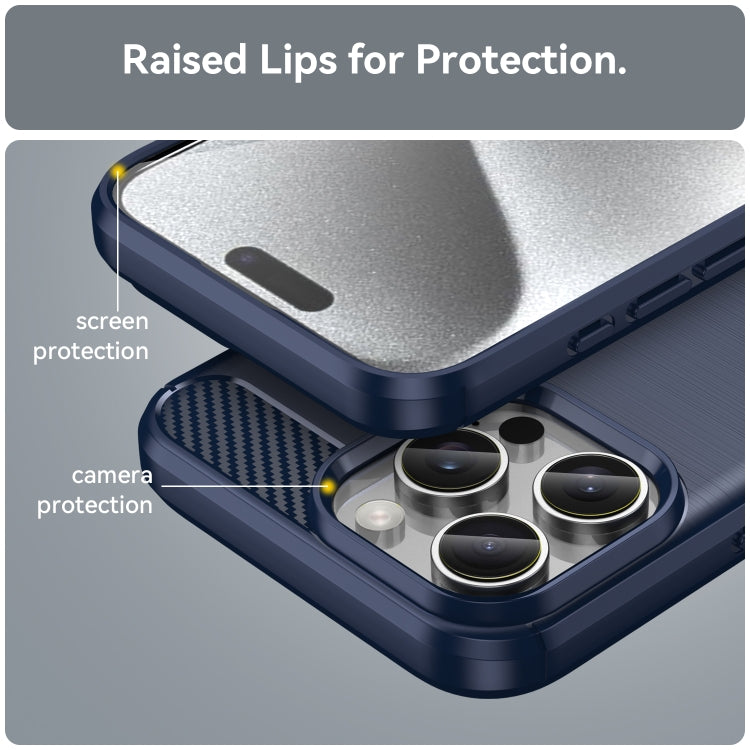 For iPhone 16 Pro Max Brushed Texture Carbon Fiber TPU Phone Case(Blue) - iPhone 16 Pro Max Cases by PMC TechLife | Online Shopping South Africa | PMC TechLife | Buy Now Pay Later Mobicred