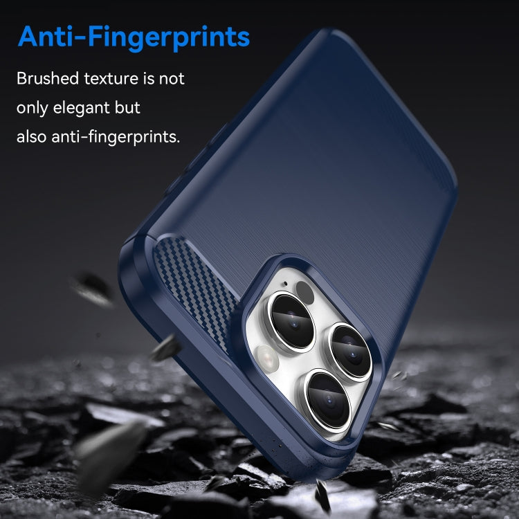 For iPhone 16 Pro Brushed Texture Carbon Fiber TPU Phone Case(Blue) - iPhone 16 Pro Cases by PMC TechLife | Online Shopping South Africa | PMC TechLife | Buy Now Pay Later Mobicred