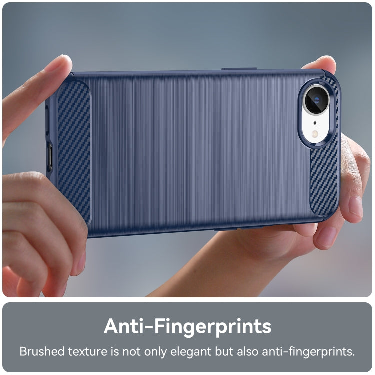 For iPhone SE 2024 Brushed Texture Carbon Fiber TPU Phone Case(Blue) - More iPhone Cases by PMC TechLife | Online Shopping South Africa | PMC TechLife | Buy Now Pay Later Mobicred