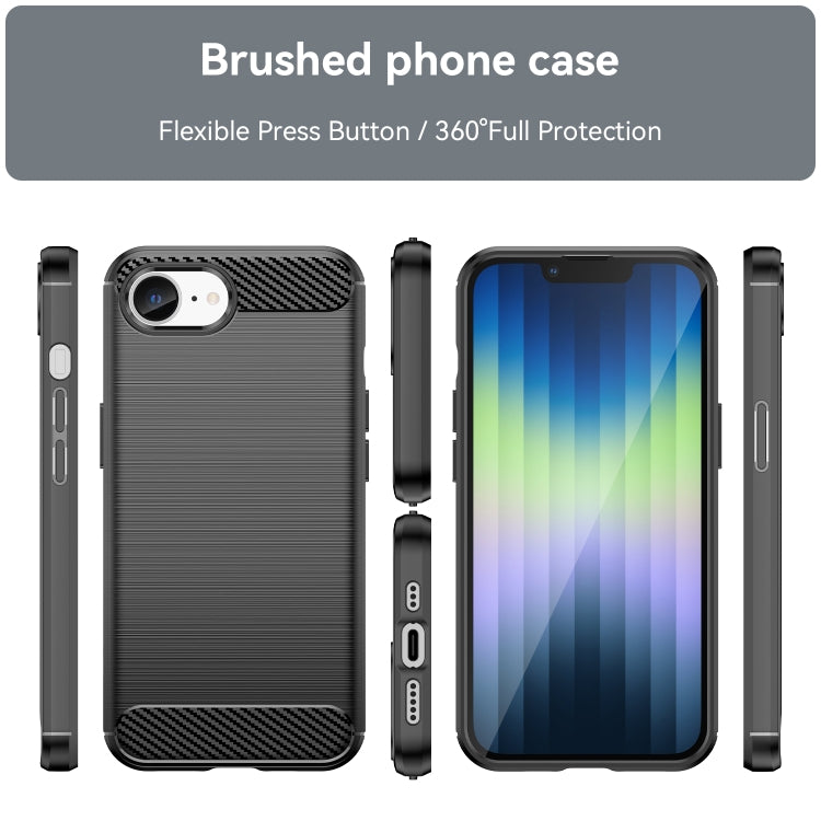 For iPhone SE 2024 Brushed Texture Carbon Fiber TPU Phone Case(Black) - More iPhone Cases by PMC TechLife | Online Shopping South Africa | PMC TechLife | Buy Now Pay Later Mobicred